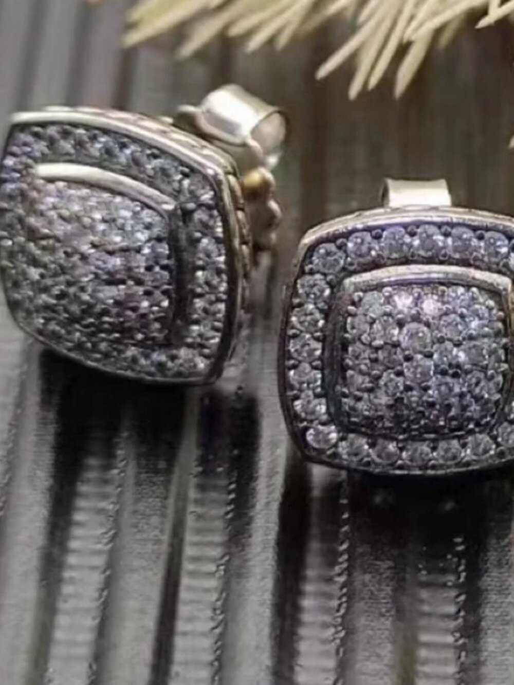 David Yurman Square Full Diamond Earrings